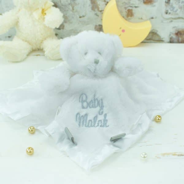 personalised baby comforter - white teddy bear