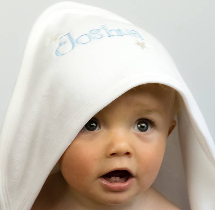 Personalised Boys Hooded Towel – White