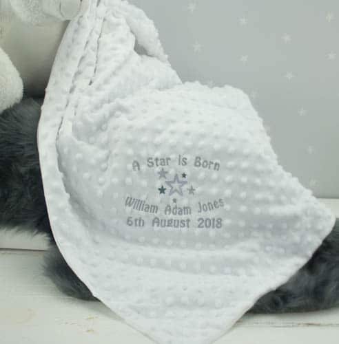 personalised white baby blanket - 'A Star is Born'