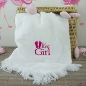 Baby Shower Gift - It's a girl baby shawl