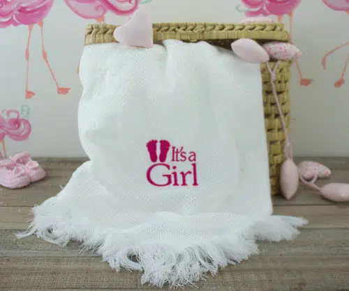 Baby Shower Gift - It's a girl baby shawl