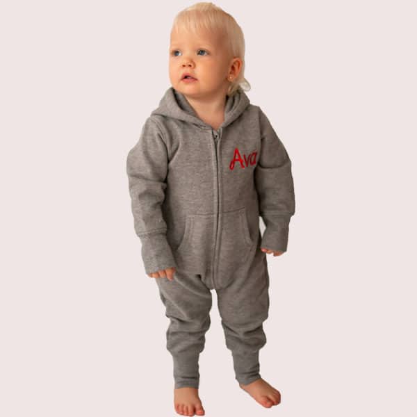 Personalised Grey baby onesie