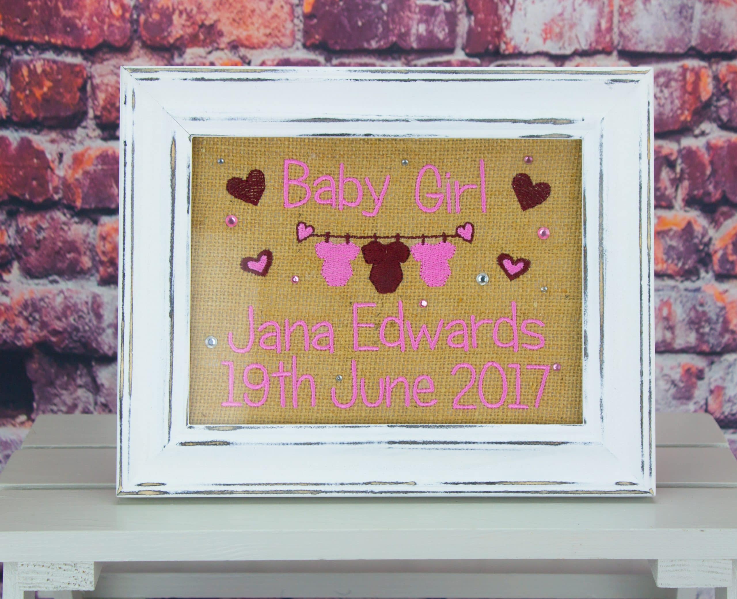 Baby Girl Hessian Picture Frame