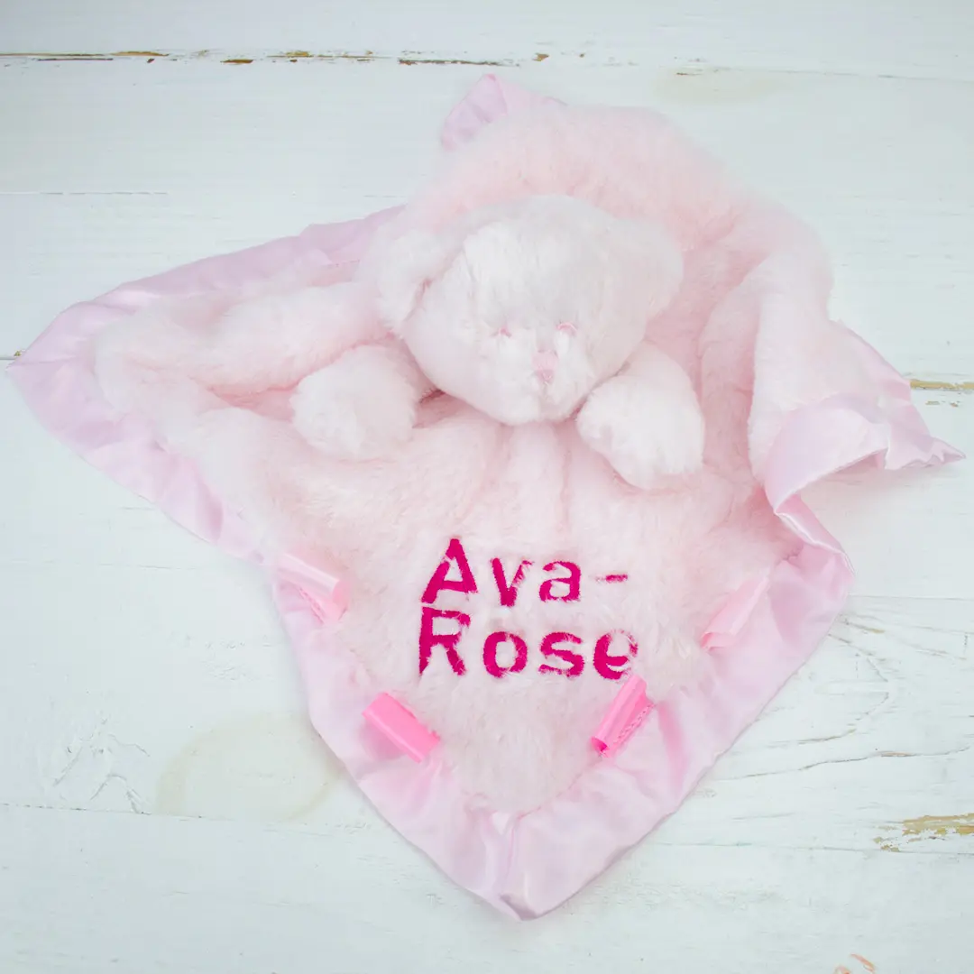 Personalised Teddy Bear Comforter - Baby Girl
