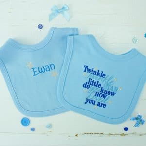 Personalised baby boy bib gift set