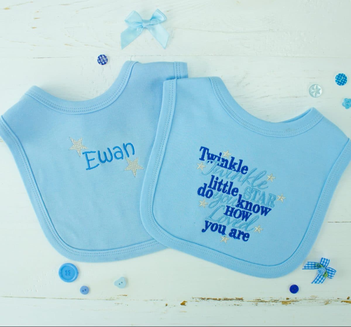 Personalised Baby Bib Set – “Twinkle Twinkle Little Star”