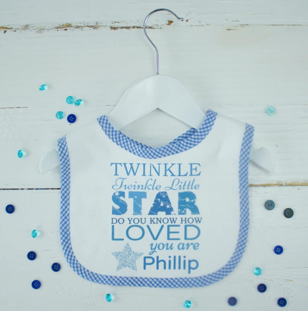 Personalised Baby Boy Bib – “Twinkle Twinkle Little Star”