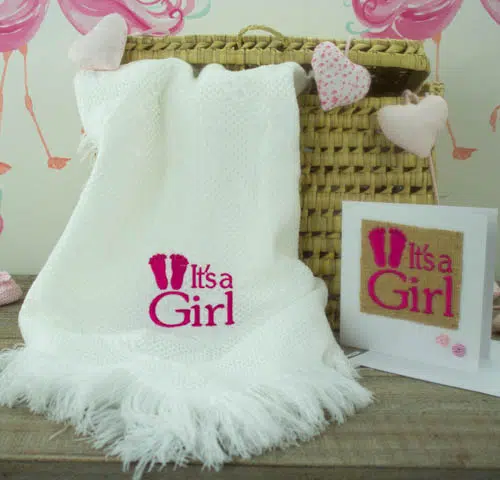 Personalised baby shawl & Card gift set - baby shower gift