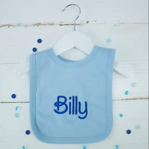 personalised baby boy blue bib