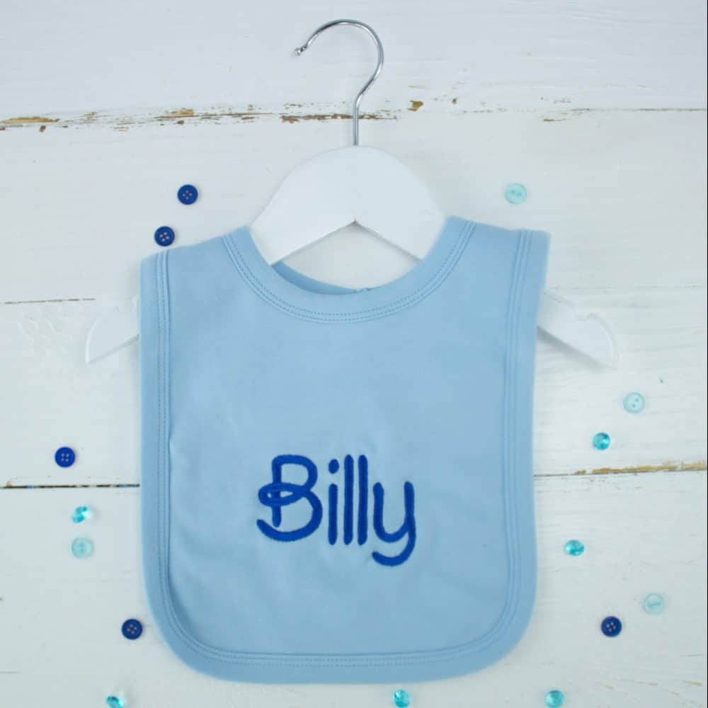 Personalised Blue Baby Boy Bib