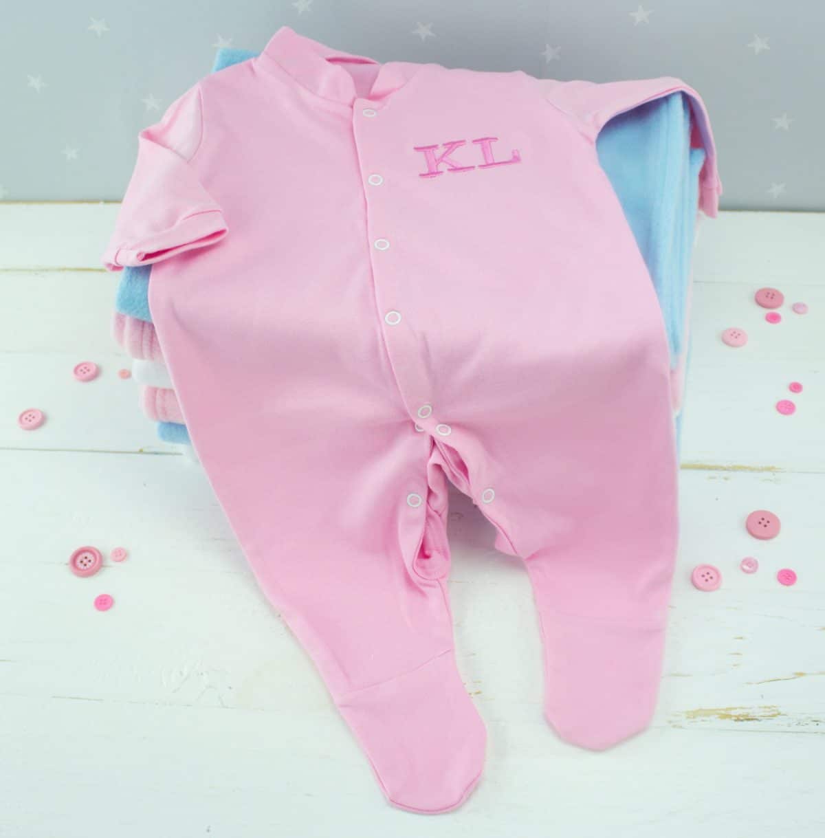 Personalised Pink Baby Girl Sleepsuit