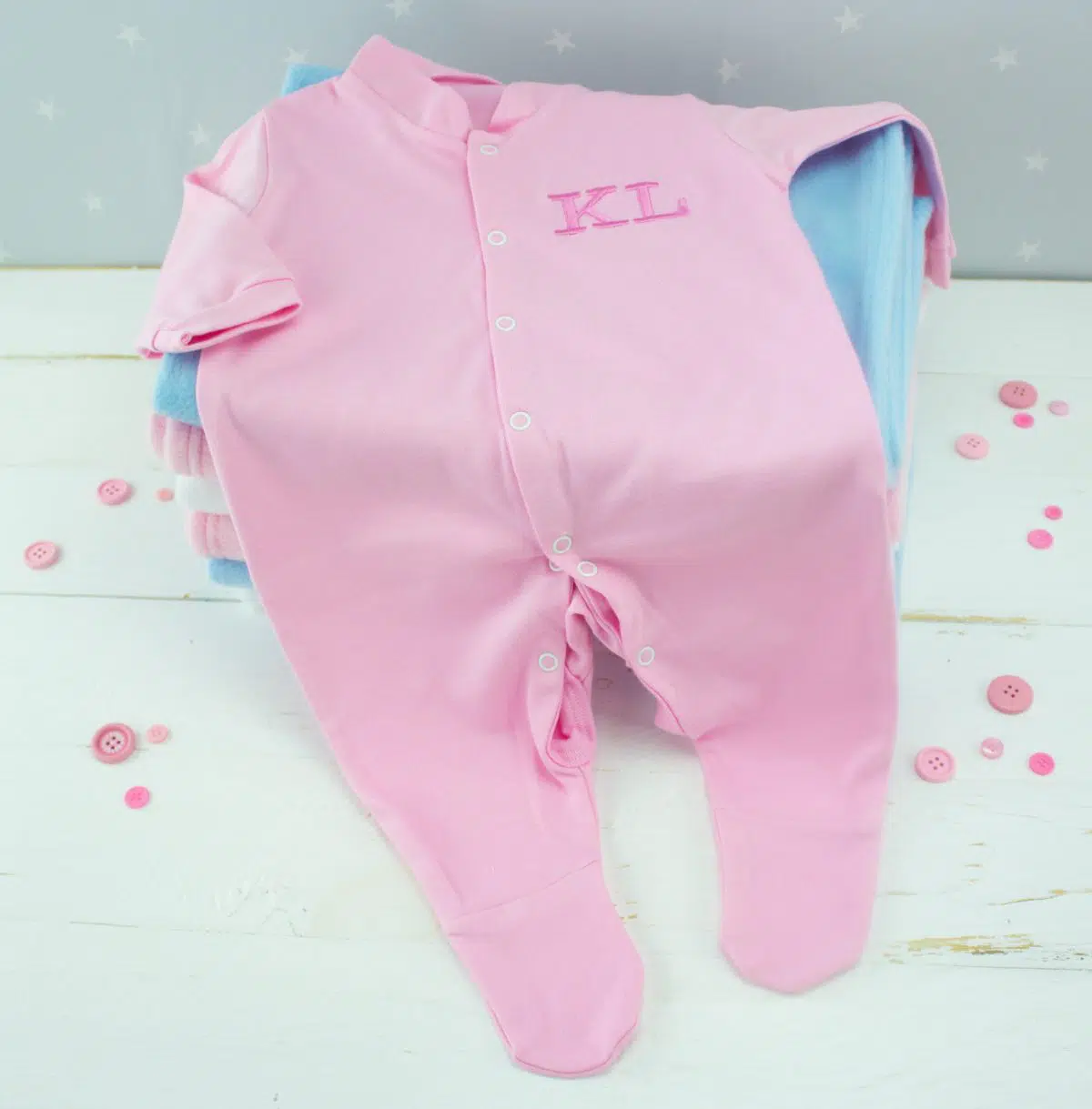 Personalised baby girl sleepsuit - pink