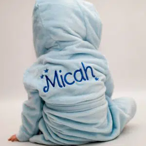 personalised blue baby dressing gown