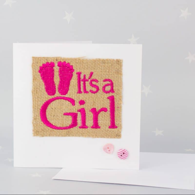 It’s a Girl Hessian Card