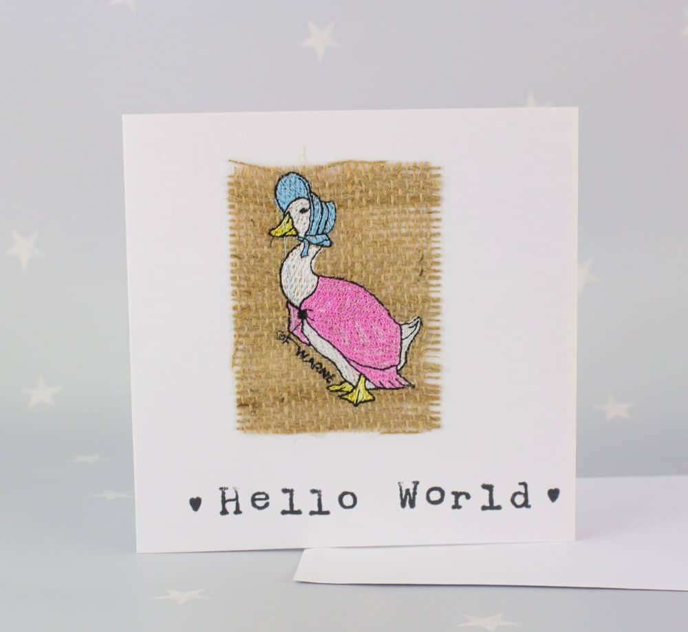 Jemima Puddle-Duck ‘Hello World’ Hessian Card