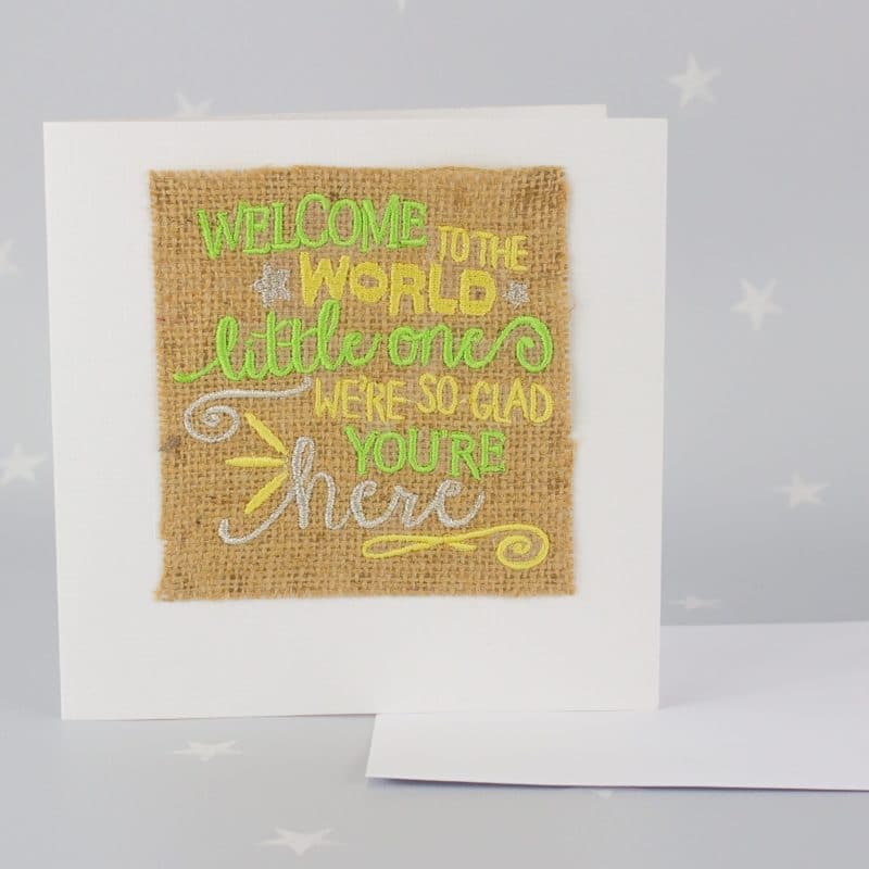 “Welcome to the world” Hessian Card