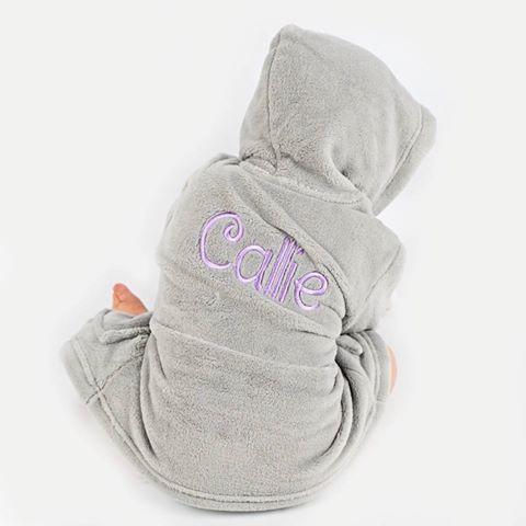 personalised baby dressing gown - grey
