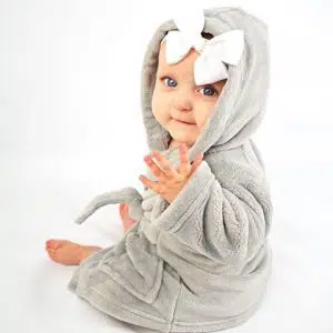 Personalised grey baby dressing gown