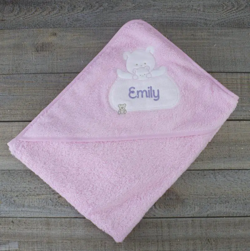 personalised baby towel - pink