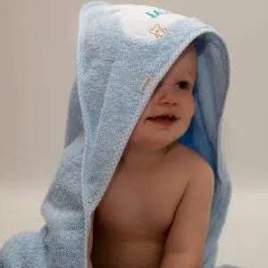 personalised blue hooded towel
