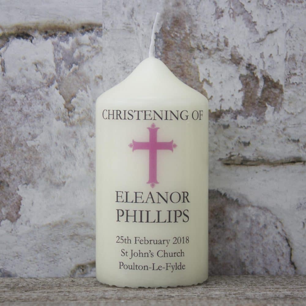 Personalised Christening Candle – Small Girls