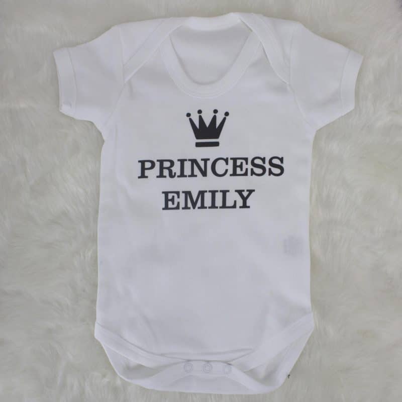 personalised ryoal wedding baby gift - princess bodysuit