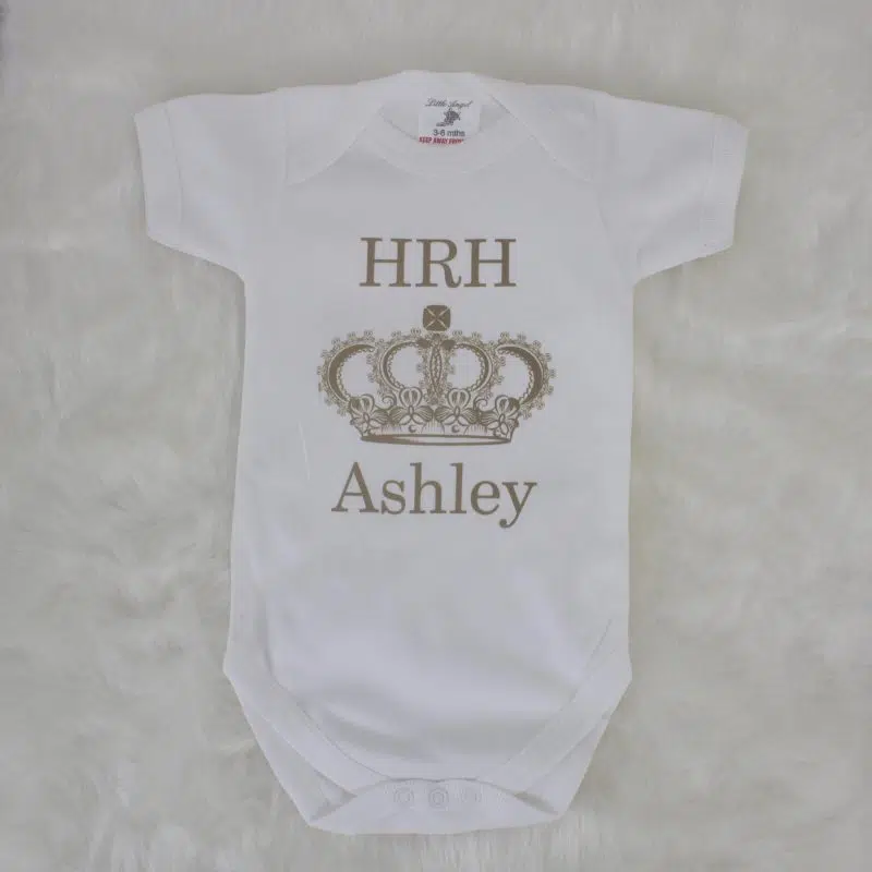 personalised baby gift - HRH bodysuit