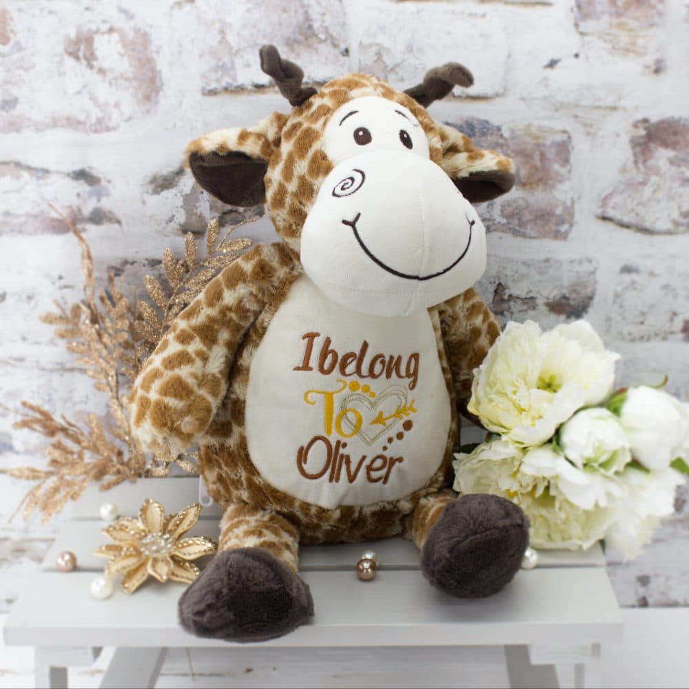 personalised giraffe soft toy - brown