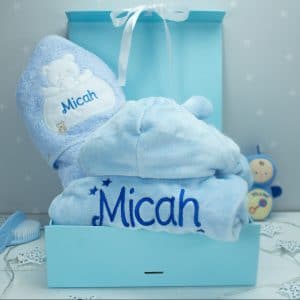 Personalised baby boy gift set