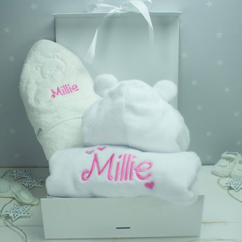 Personalised White Baby Bath Time Gift Set