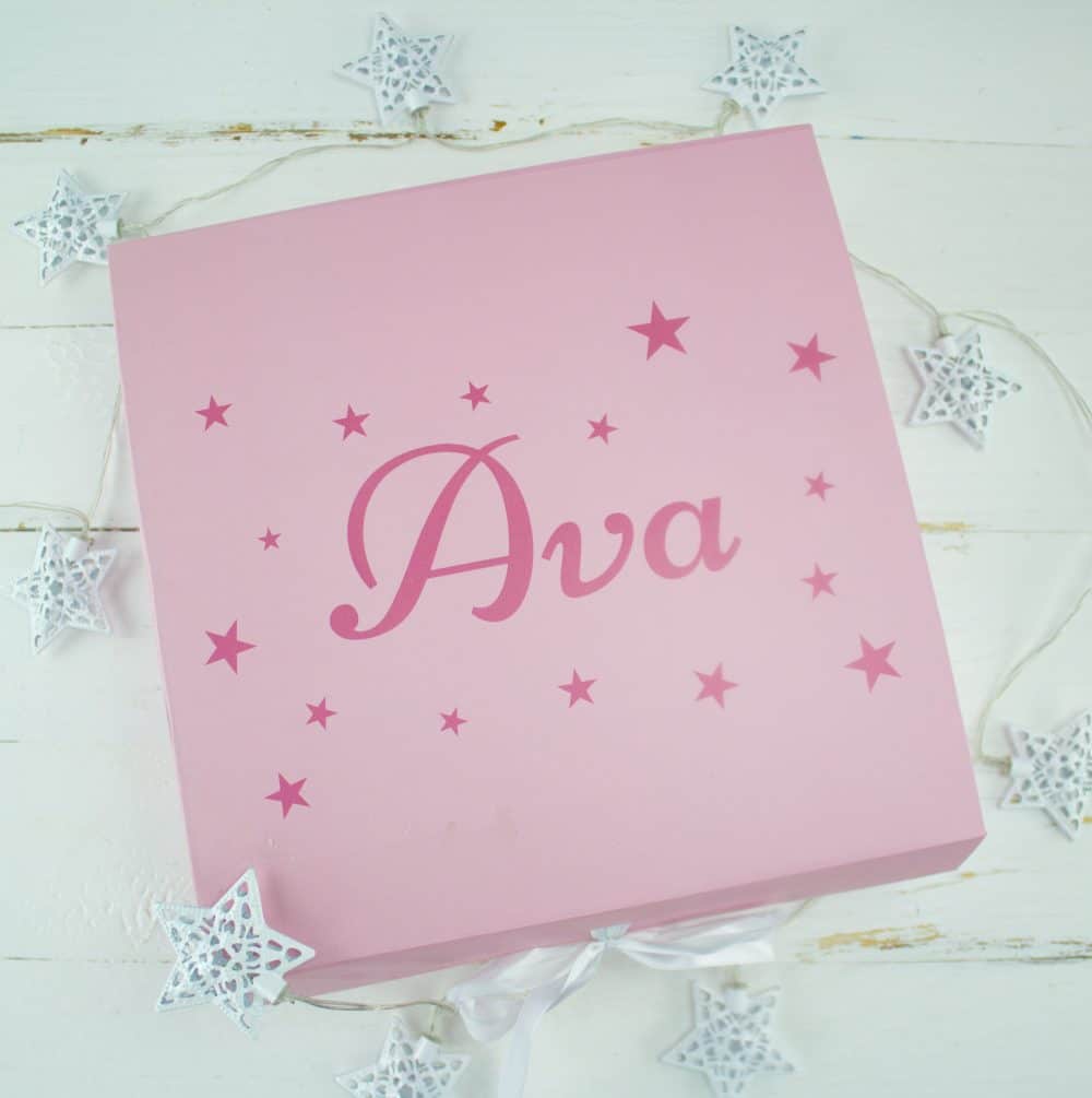 ‘Personalised Pink Baby Keepsake Gift Box’