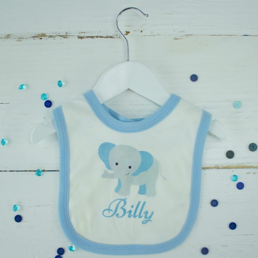 Personalised Baby Baby Boy Elephant Bib