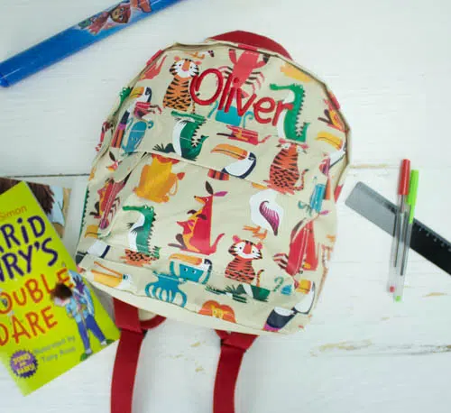 Personalised kids backpack - colourful creatures