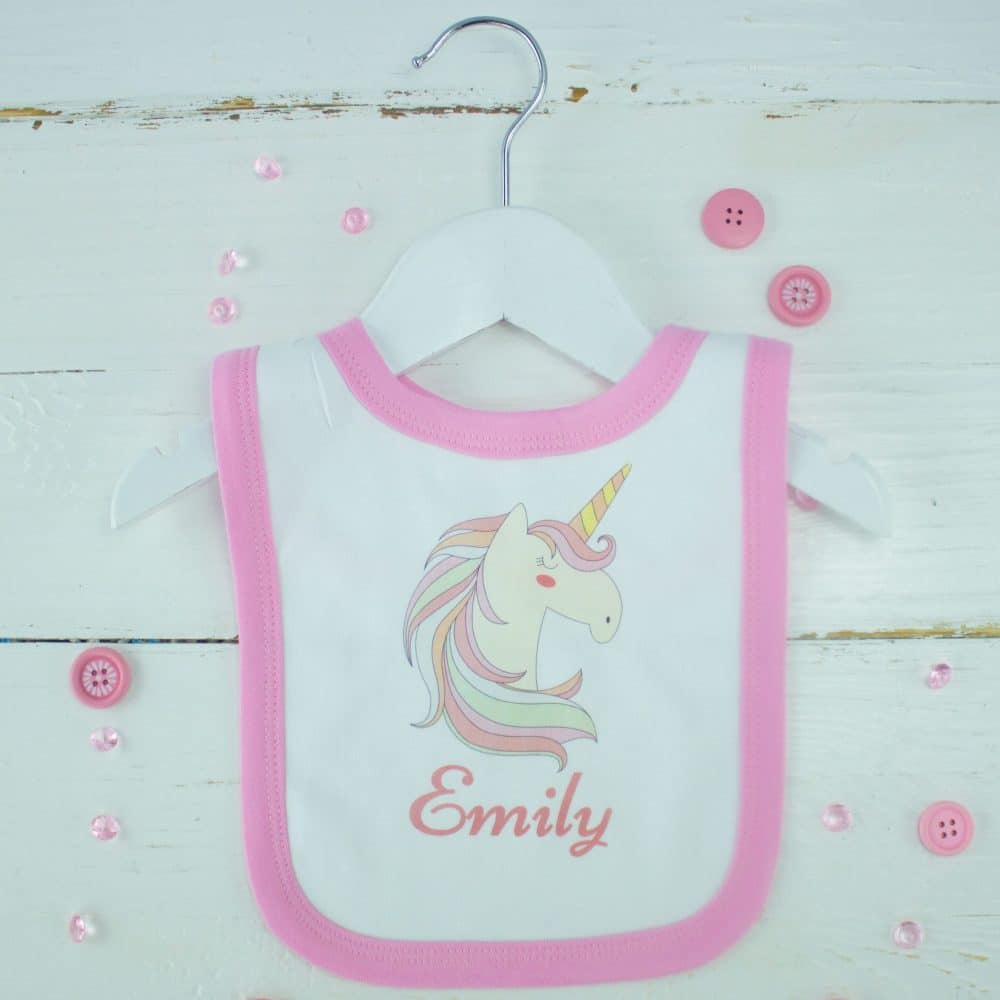 Personalised Baby Girl Unicorn Bib