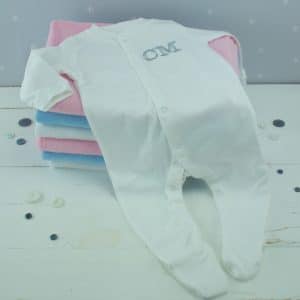 personalised unisex baby sleepsuit - white