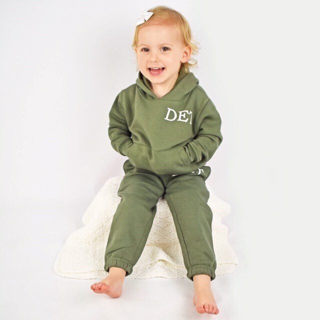 ‘Personalised Khaki Baby & Toddler Hoodie Tracksuit’