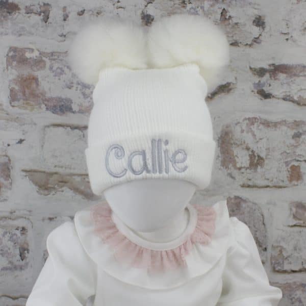 white baby winter hat