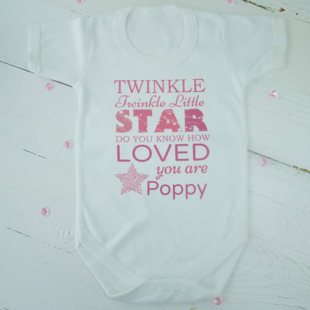 Personalised Girls ‘Twinkle Twinkle’ Baby Bodysuit