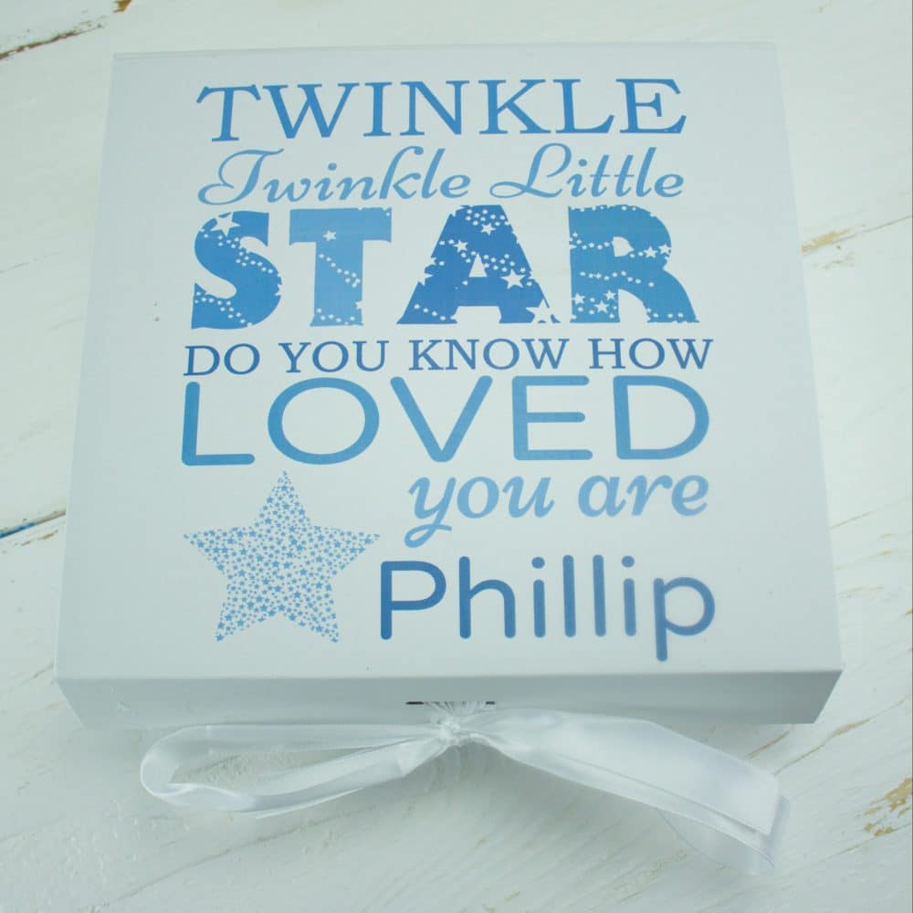 ‘Personalised Boys ‘Twinkle Twinkle’ Baby Keepsake Gift Box’