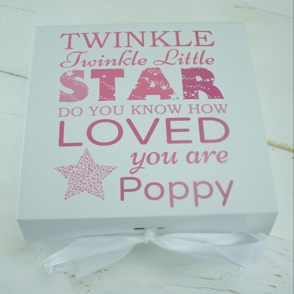 ‘Personalised Girls ‘Twinkle Twinkle’ Baby Keepsake Gift Box’