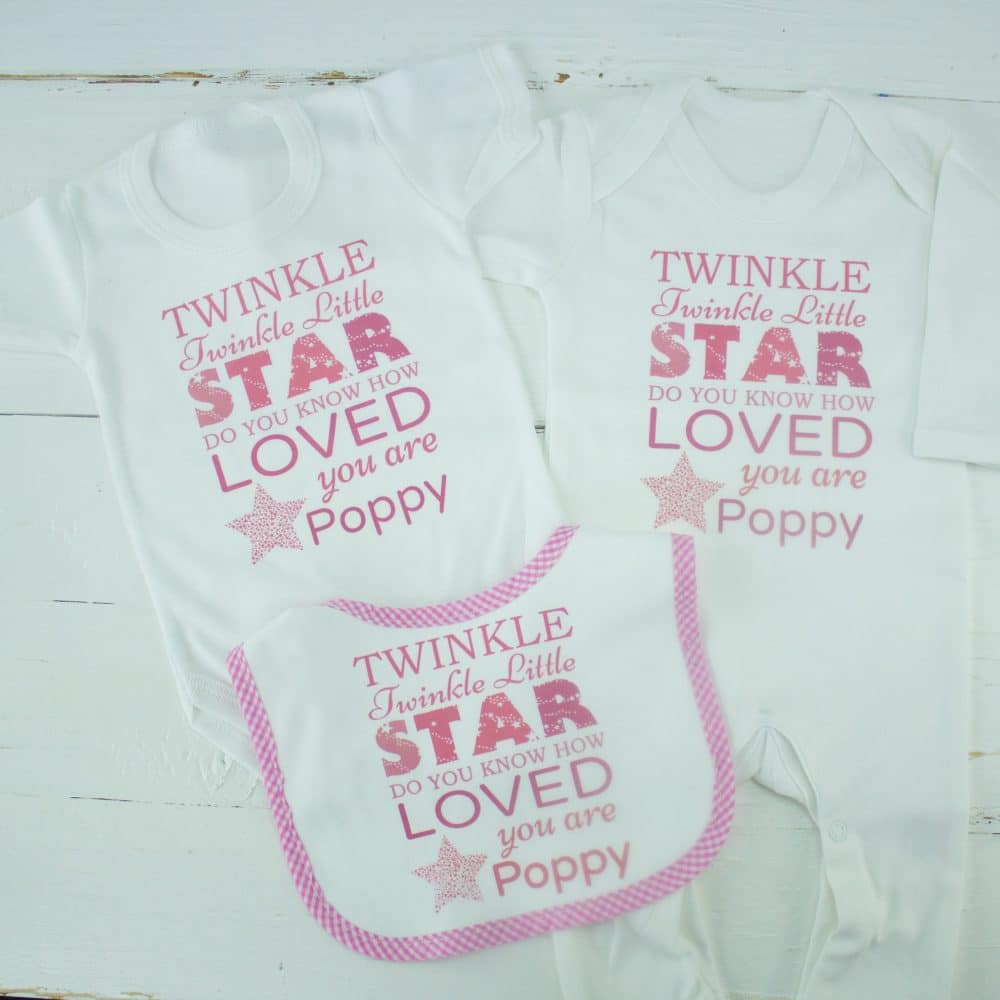 personalised girl baby clothes gift set