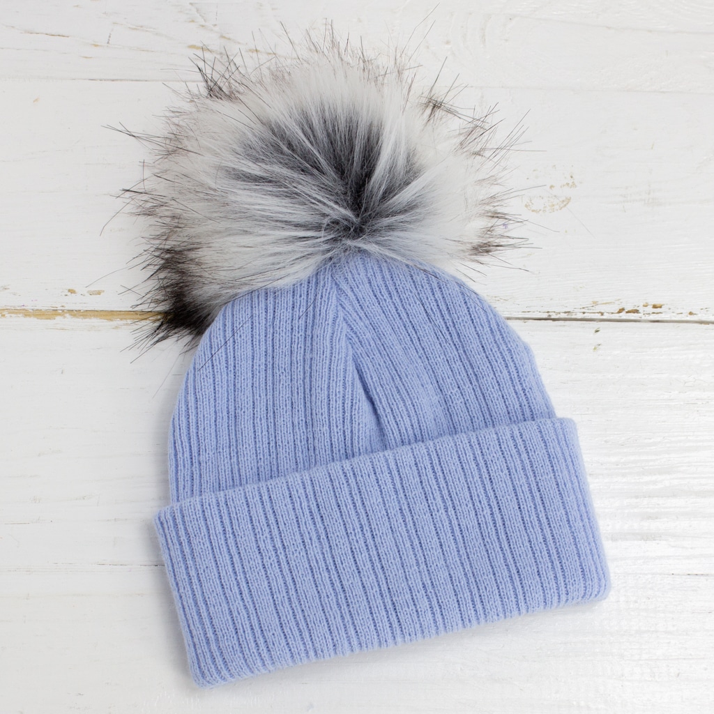 Personalised Blue Baby Pom Hat