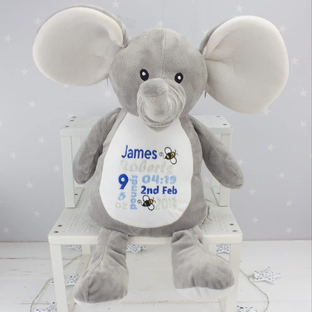 Personalised Grey Elephant Soft Toy