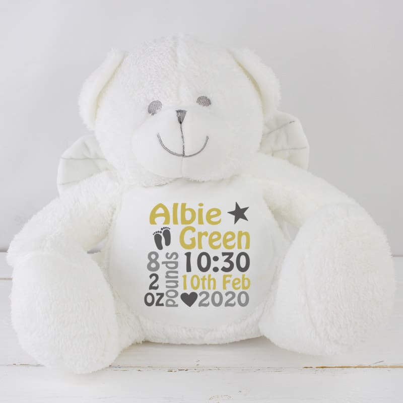 Personalised White Teddy Bear Angel