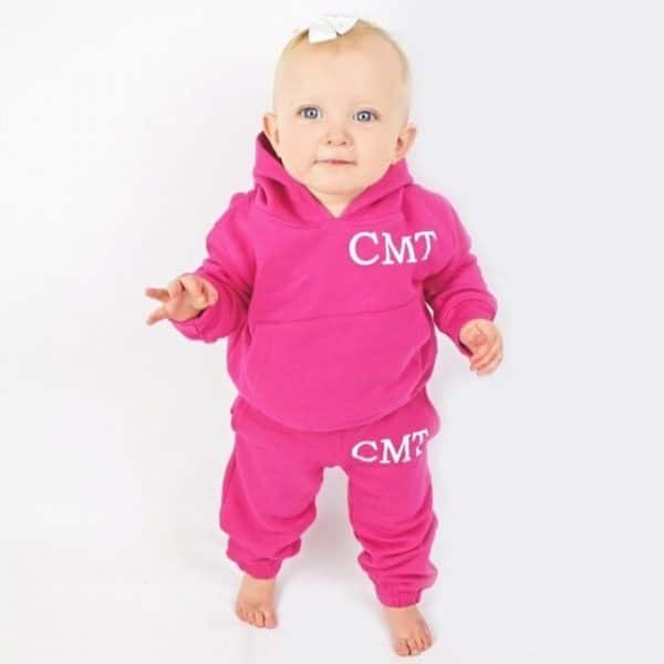 Personalised Pink baby hoodie tracksuit