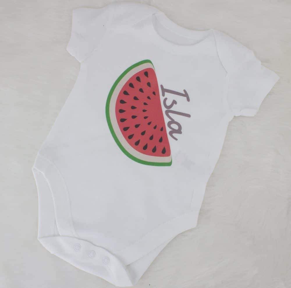 Personalised Summerfruits Baby Bodysuit – Watermelon