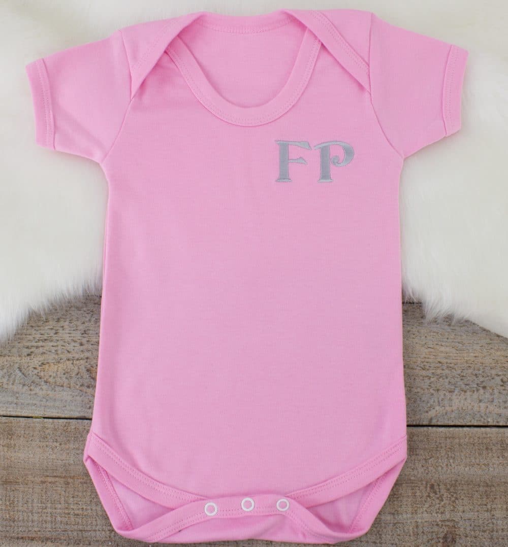 Monogrammed Pink Baby Bodysuit