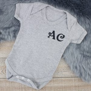 monogrammed baby bodysuit
