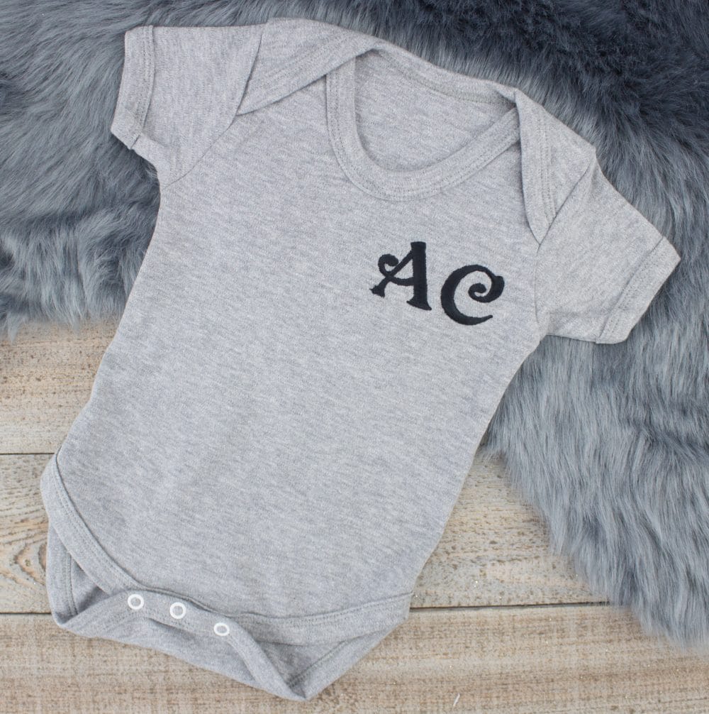 Monogrammed Grey Baby Bodysuit