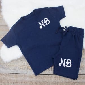 personalised navy baby loungewear